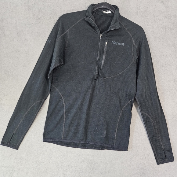 Marmot Tops - Marmot Womens Medium 1/4 Zip Sweatshirt Polartec Fleece Lined Black Chest Pocket